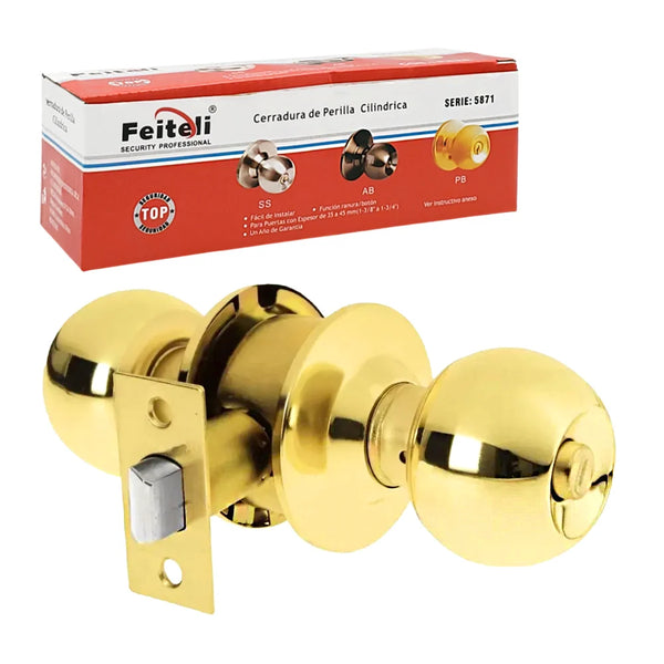 Cerradura de Perilla de Baño Ranura - Botón Color Latón Antiguo Feiteli
