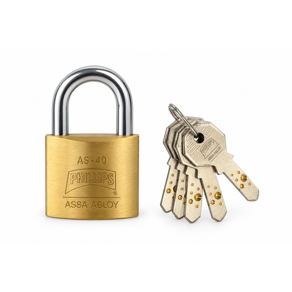 Candado phillips de laton 40 mm llave alta seguridad tipo domino