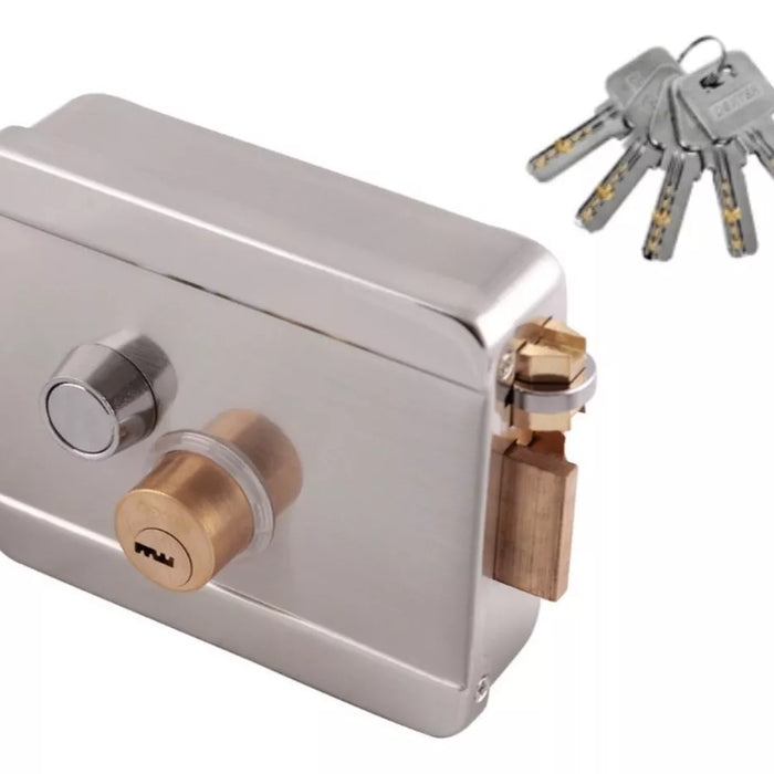 Cerradura de sobreponer llave alta seguridad electrica con boton izquierda