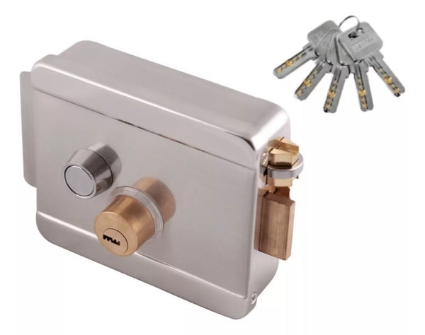 Cerradura de sobreponer llave alta seguridad electrica con boton izquierda