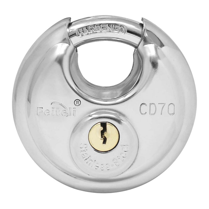 Candado de Disco Feiteli Llave Normal Acero Inoxidable 70 mm