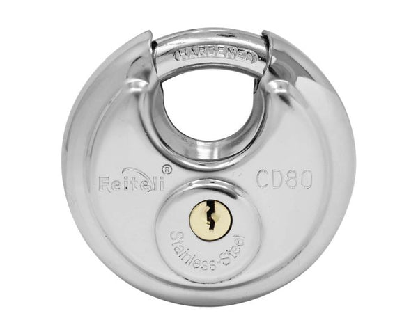 Candado de Disco Feiteli Llave Normal Acero Inoxidable 80 mm