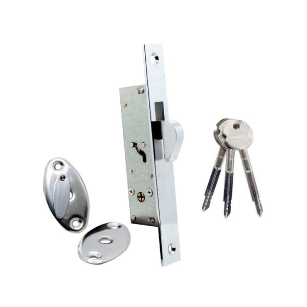 Cerradura Embutir Austral Puerta y Ventana Gancho Cromo Brillante Llave tetra